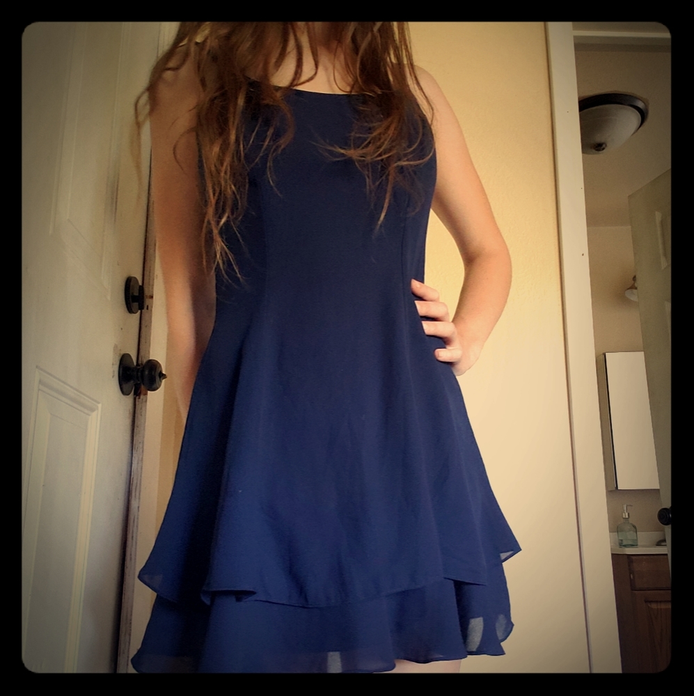 Navy blue ruffled dress